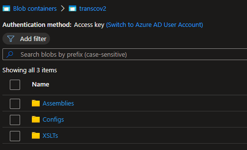 transcov2 Storage Account